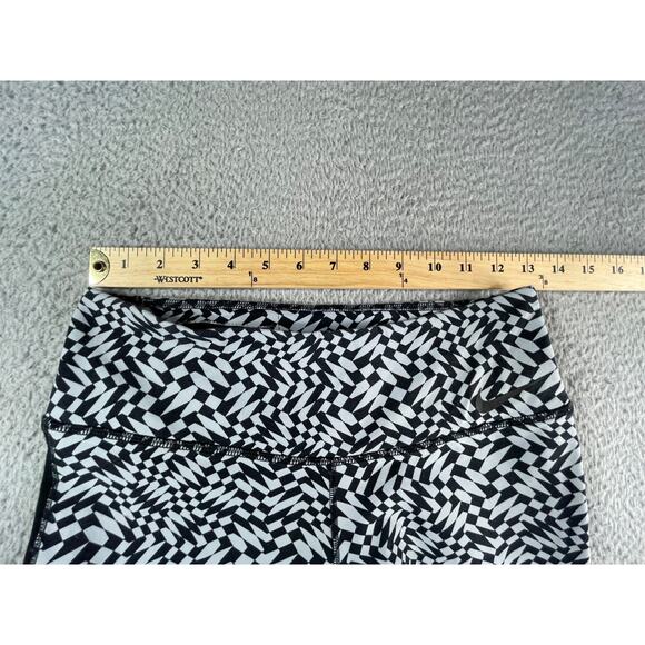 Nike Leggings Womens Medium Black Geometric Pattern Running Stretch Dri Fit - Picture 5 of 8